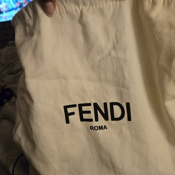 Fendi Black & Tan Raffia Drawstring Shoulder Bucket Bag - Picture 9 of 9